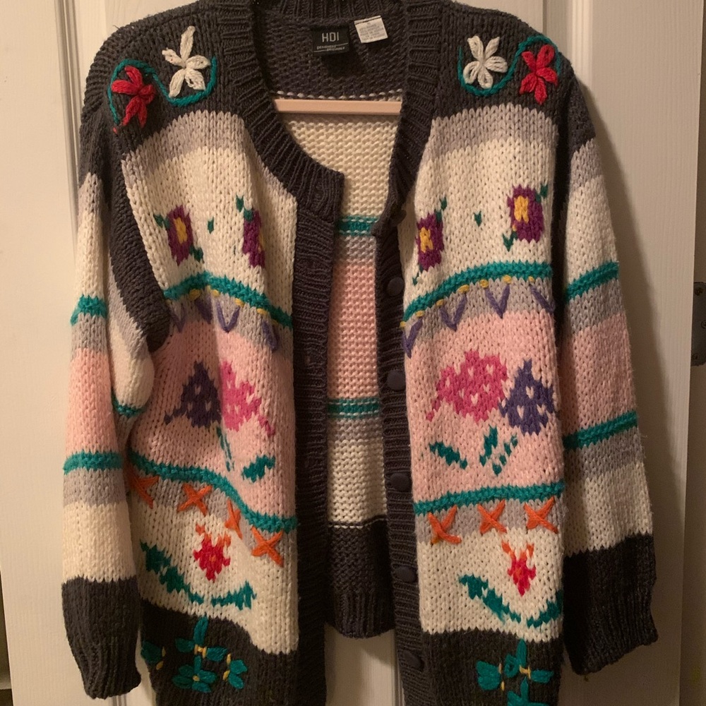Vintage Oversized Crochet Cardigan